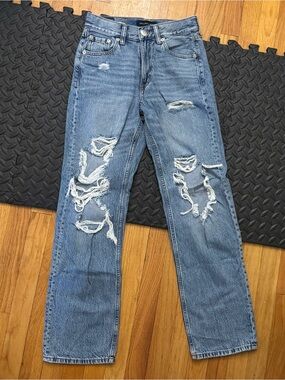 Wide leg ripped jeans